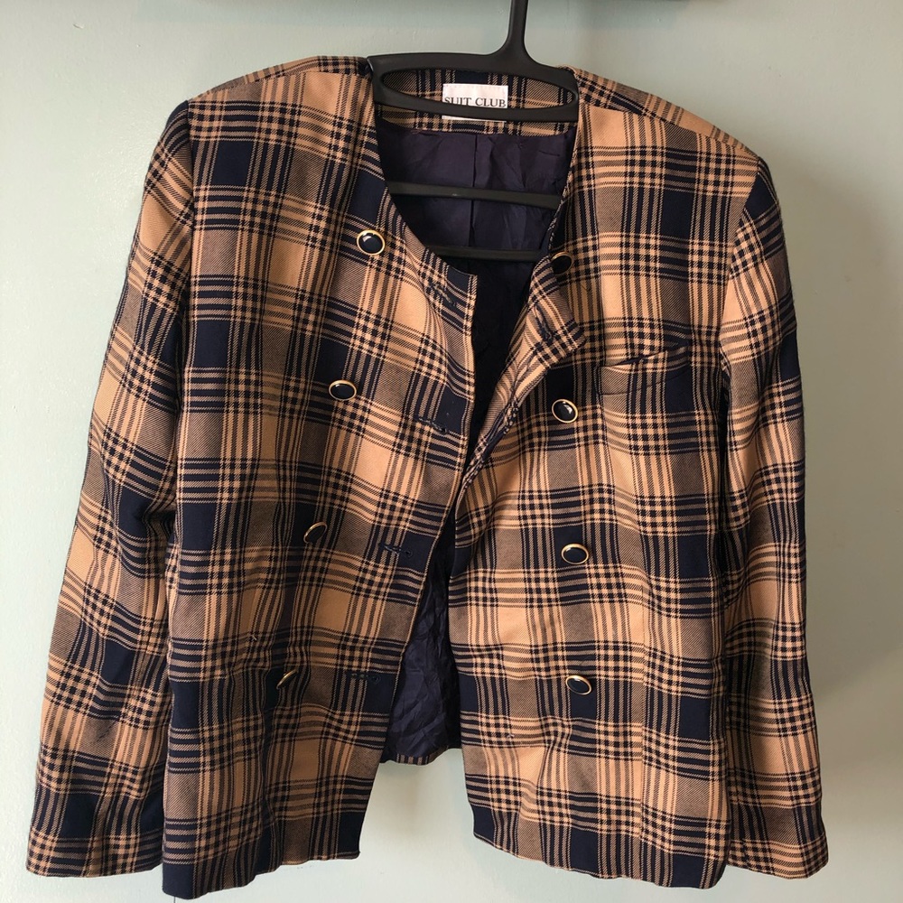 Suit Club Navy Blue and Bronze Blazer
